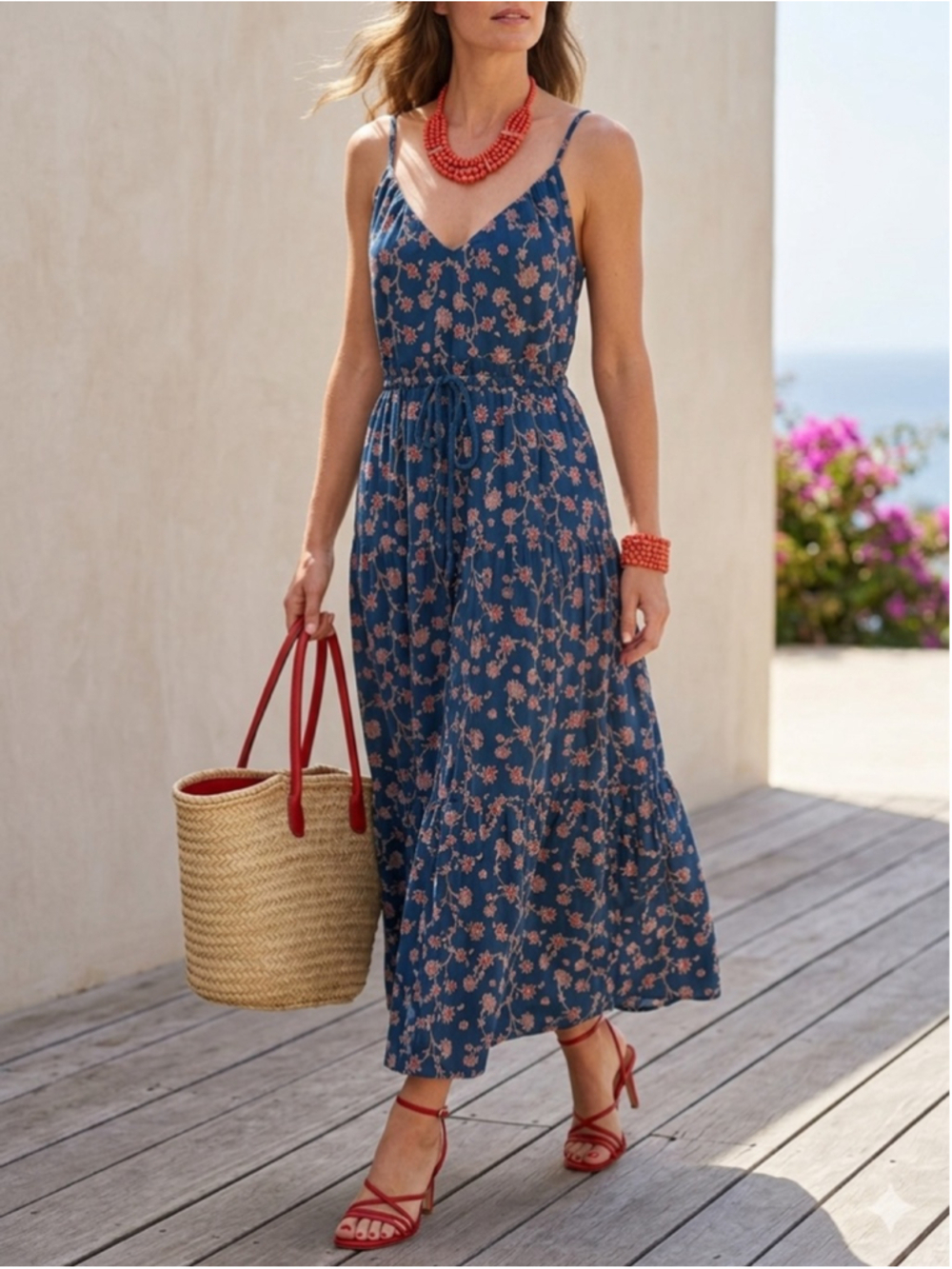 Future Collective Jenny K Lopez Boho Floral Maxi Dress XS Cotton Resort Cottage